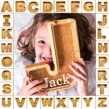 WOODEN ALPHABET PIGGY BANK - luvinly